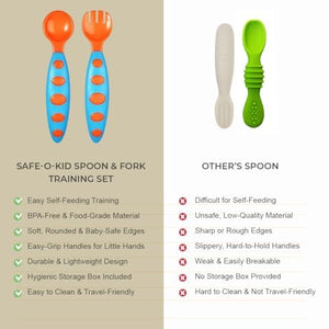 Safe-O-Kid Silicone Training Spoon with Box - Fork & Spoon