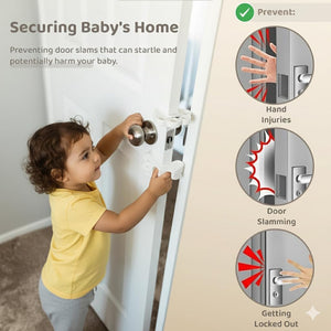 Safe-O-Kid-Sleek Design, Strong - Silicone Door Stopper- White (Pack of 2) - Baby Safety
