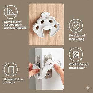 Safe-O-Kid- Sleek Design, Strong - Silicone Door Stopper -White (Pack of 4) - Baby Safety