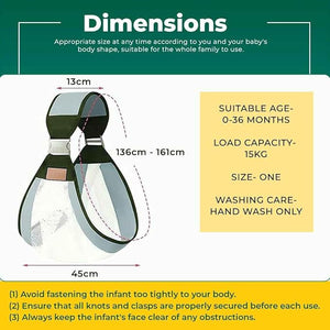 Safe - O - Kid Soft Cotton Baby Sling Carrier for Newborns & Infants – Green - Baby Carriers