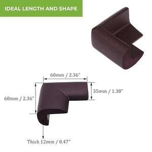 Safe - O - Kid Soft Foam Safety Corner Guards (Pack of 12) with 3M Adhesive – Brown - Soft Corner Guard