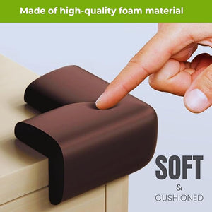 Safe - O - Kid Soft Foam Safety Corner Guards (Pack of 12) with 3M Adhesive – Brown - Soft Corner Guard