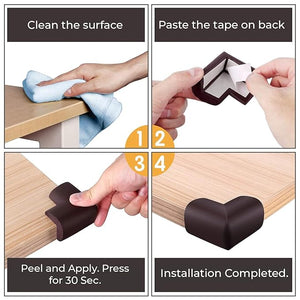 Safe - O - Kid Soft Foam Safety Corner Guards (Pack of 12) with 3M Adhesive – Brown - Soft Corner Guard