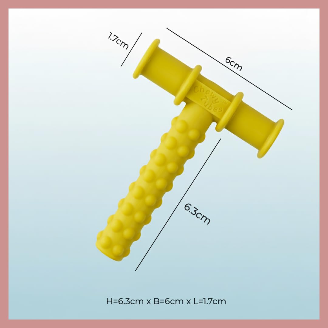 Safe - O - Kid® Speech Therapy Chewing Tube, Non - Toxic Biting Toy for Effective Oral Sensory Therapy, Texture Chewy Tube for Autism, Teether for Baby Kids - Yellow - Teether