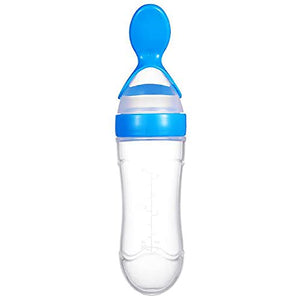 Safe - O - Kid, Squeezy Silicone Food Feeder Spoon Bottle, Blue, 90ml, Pack of - 1 - SOK9FED18P005