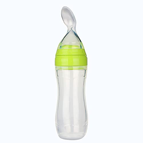 Safe - O - Kid, Squeezy Silicone Food Feeder Spoon Bottle, Green 90ml, Pack of 1 - SOK9FED18P009