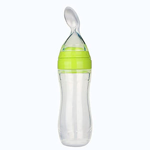 Safe - O - Kid, Squeezy Silicone Food Feeder Spoon Bottle, Green 90ml, Pack of 1 - SOK9FED18P009