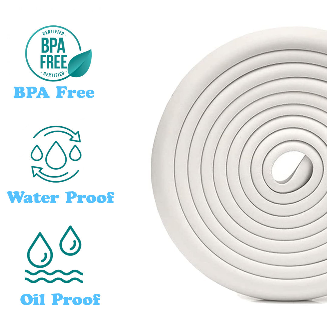 KidDough Baby Proofing Extra Thick Furniture Edge Protector - 5 Mtrs White Safety Strip, Thick Rubber Guard for Kids Safety, Corner Protector for Sharp Edges, Baby Safety Products