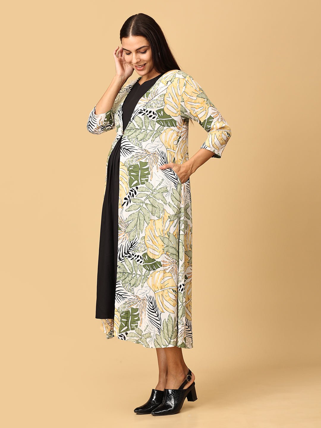 Sage Serenity Maternity and Nursing Shacket Dress Set