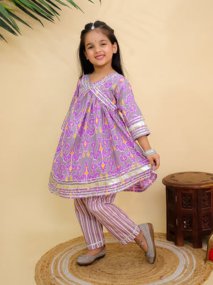 Sage Violet Girls Anarkali Kurta Set - KES - SC - SGVIL - 0 - 6