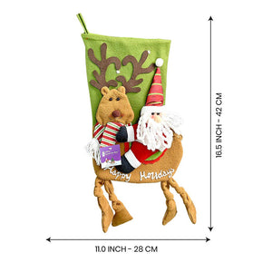Santa Long Hanging Knot Legs Christmas Stocking, 16 inches - XMAS STOCKINGS