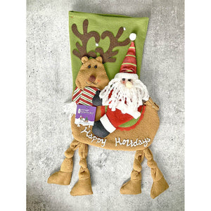 Santa Long Hanging Knot Legs Christmas Stocking, 16 inches - XMAS STOCKINGS