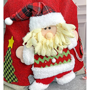 Santa Red & Grey Checks Christmas Sack - 