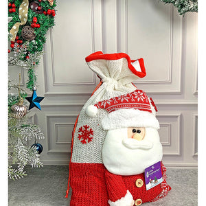 Santa Red & White Knitted Christmas Sack - 