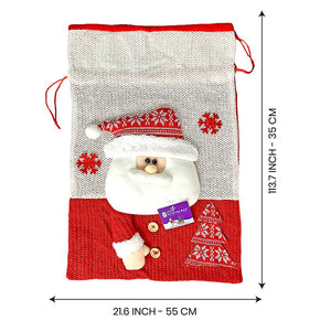 Santa Red & White Knitted Christmas Sack - 
