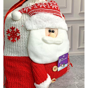 Santa Red & White Knitted Christmas Sack - 