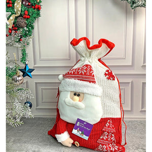 Santa Red & White Knitted Christmas Sack - 