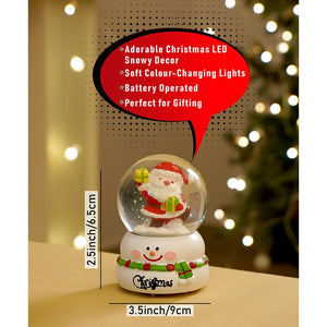 Santa with Gift colorful LED Globe on Snowman Base, Christmas Table Décor & Gift option - Christmas