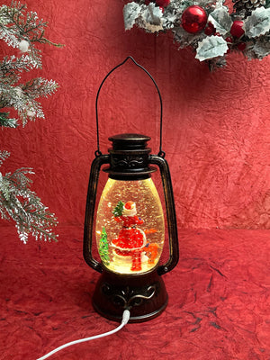Santa with rotating gift and Deer Musical Glitter Water Light, Christmas Snow Lantern - Christmas