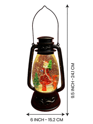 Santa with rotating gift and Deer Musical Glitter Water Light, Christmas Snow Lantern - Christmas