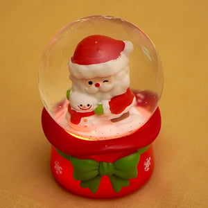 Santa with Snowman Mini colorful led light shiny Dome, Christmas Tabletop Xmas Décor, & Gift option - Christmas