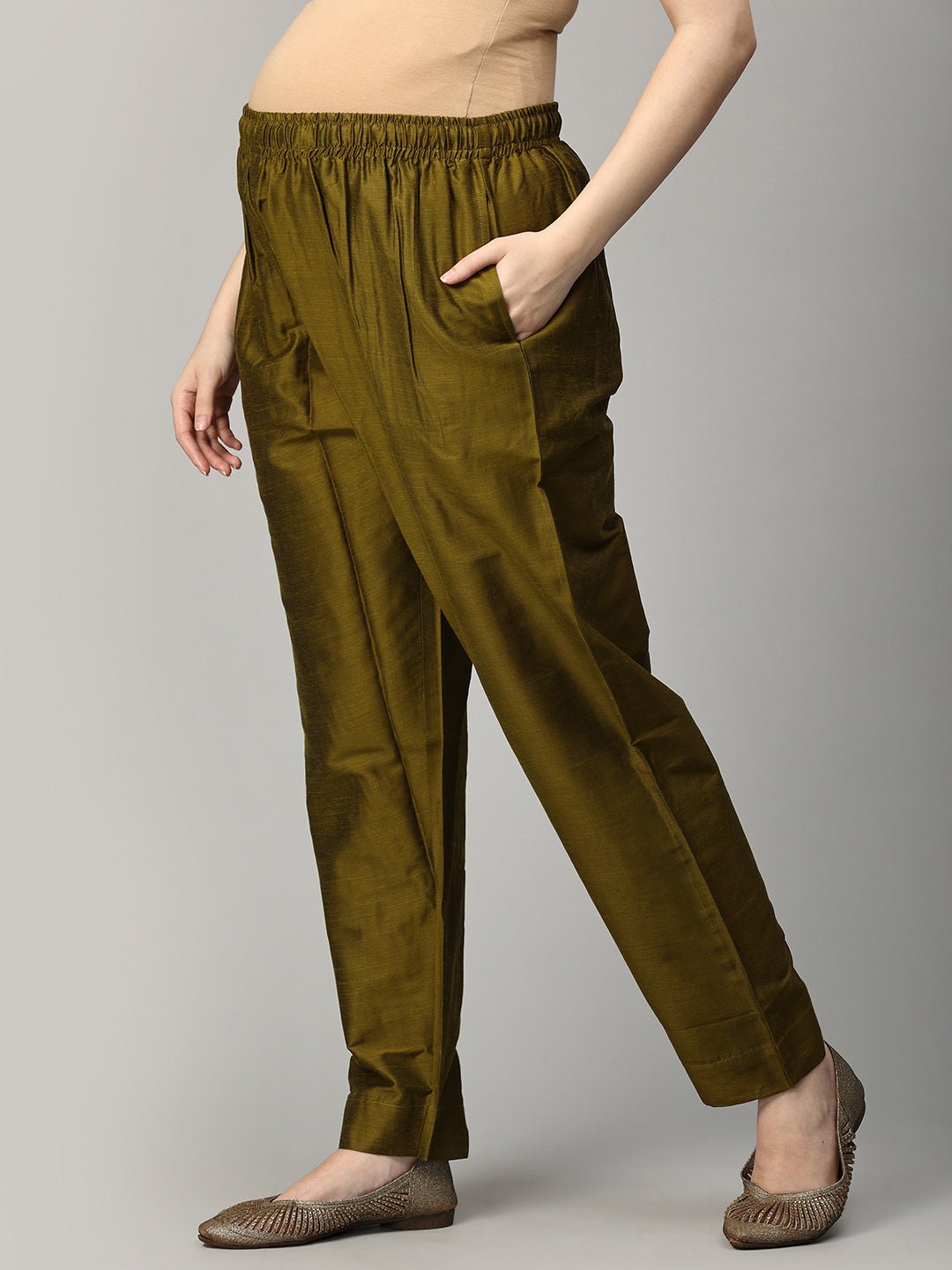 Sassy in Sage Embroidered Maternity And Nursing Silk Kurta Set - MEW - SK - ZMND - S
