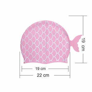 Scales Pink Fishy , Silicone Kids Swim Cap, 5 years - 15 years - 5 - 15 years Swim