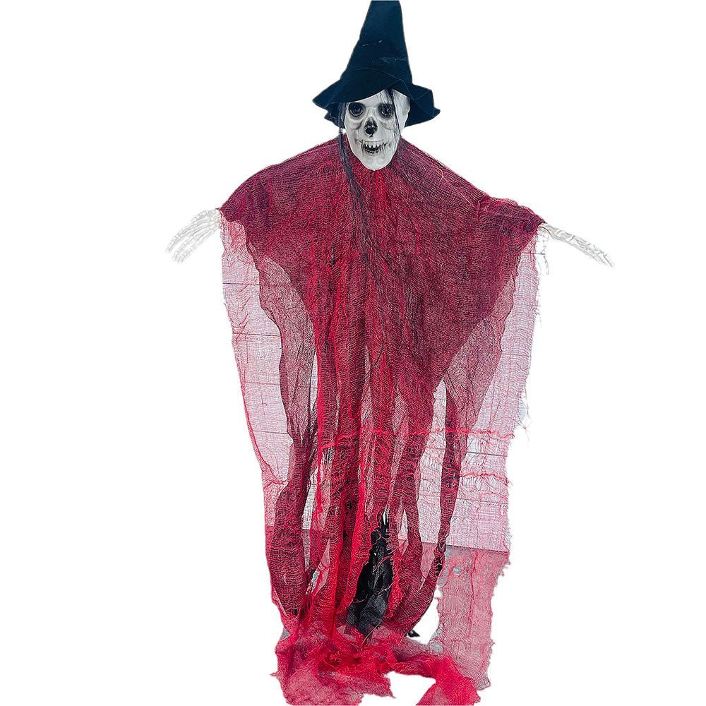 Scary Red Hanging Long Haired Floating Ghost, Halloween Décor - Little ...