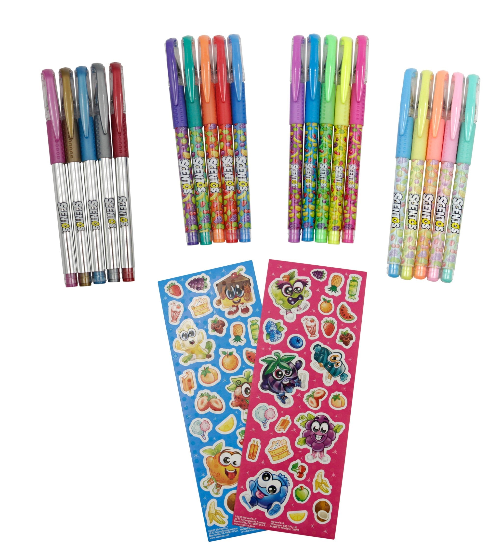 Scentos Scented Gels Pens Pack Of 20 (2 Sticker Sheets ) - 21032