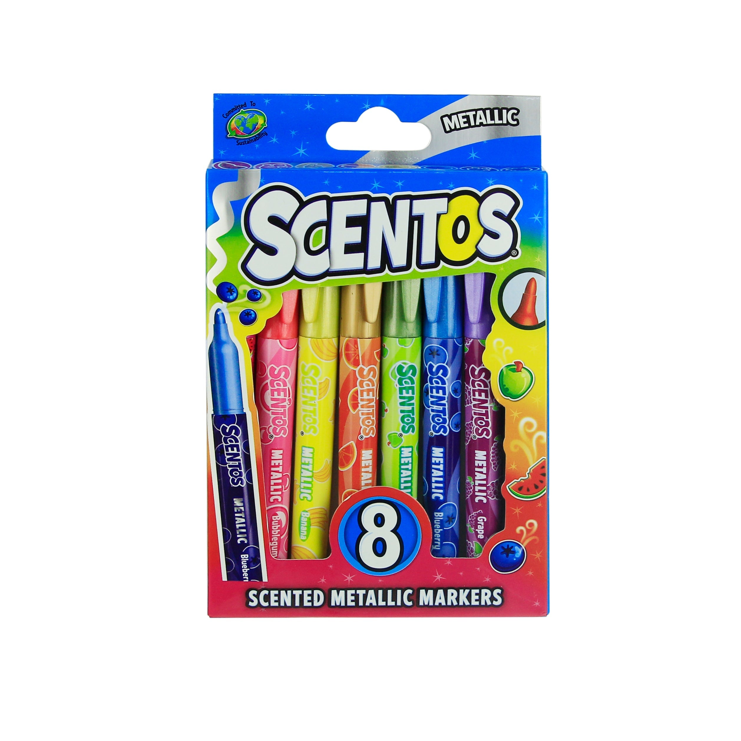 SCENTOS Scented Metallic Markers Pack Of 8 - 40695