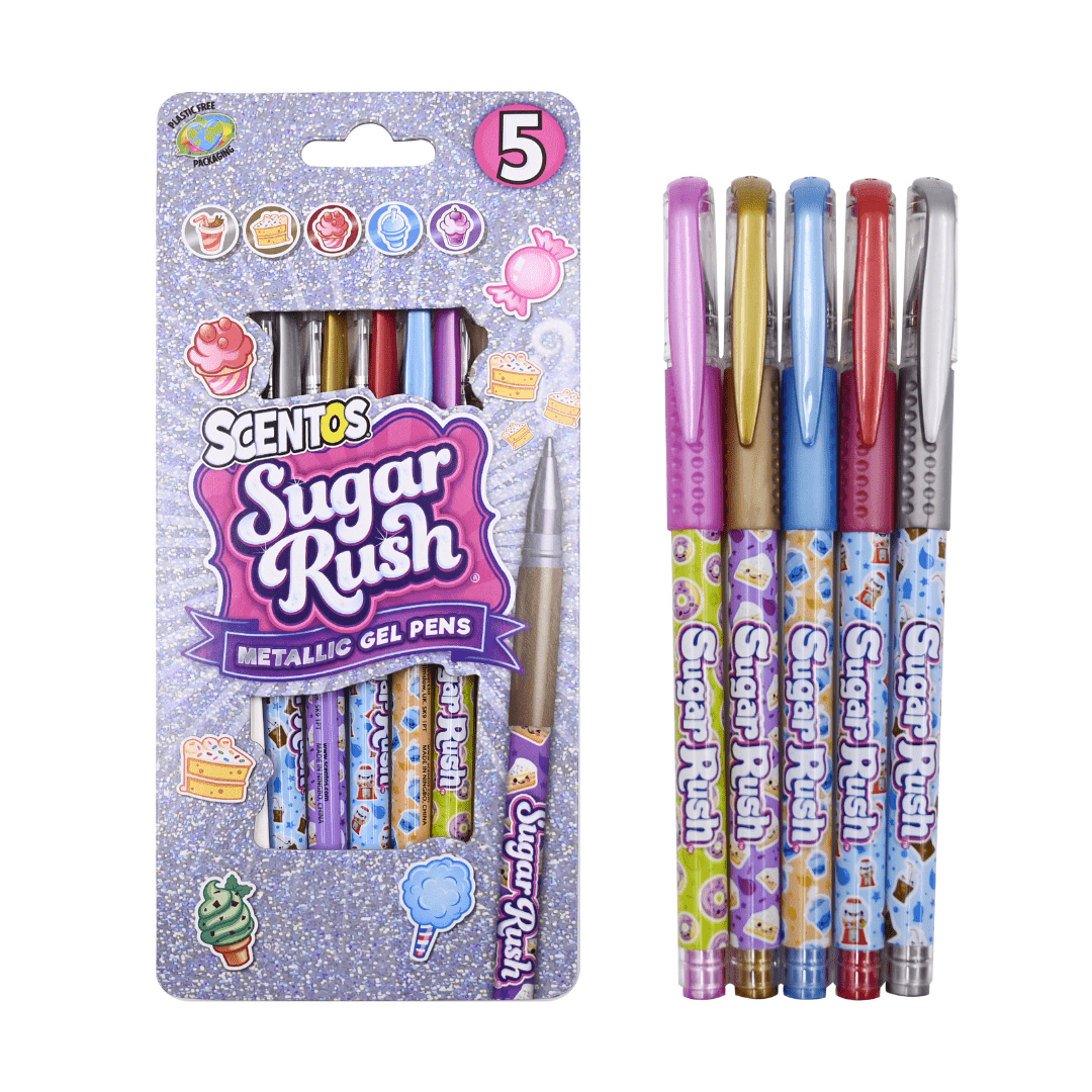 SCENTOS Sugar Rush Scented Metallic Gel Pens, Pack of 5 - 41344