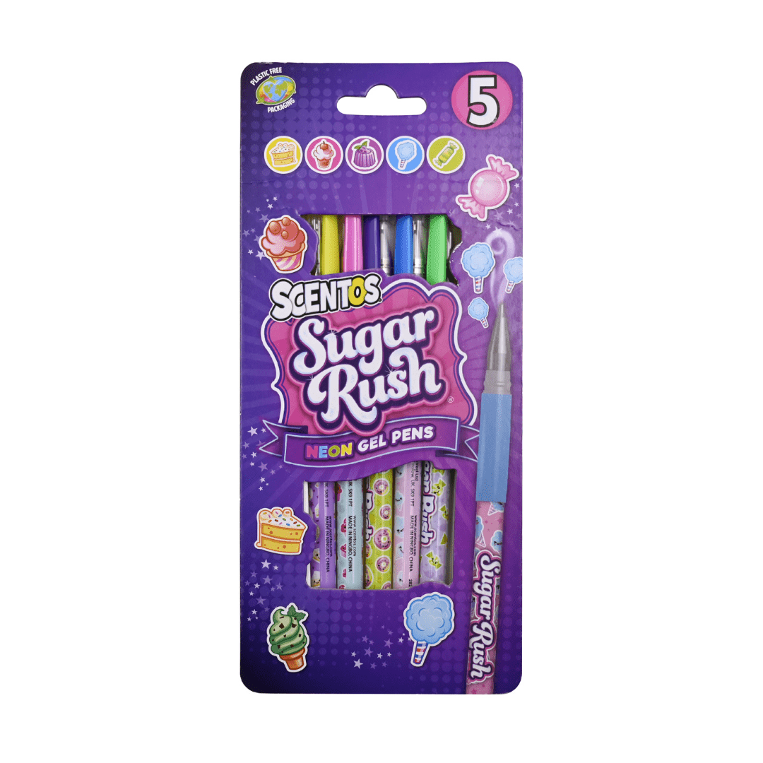 SCENTOS Sugar Rush Scented Neon Gel Pens, Pack of 5 - 41205