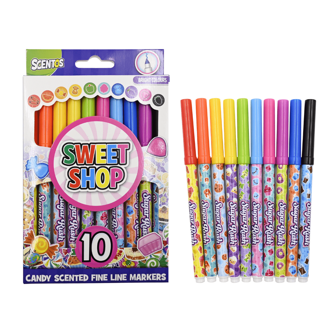 Scentos Sweet Shop Fine Line Markers, Pack of 10 - 48602