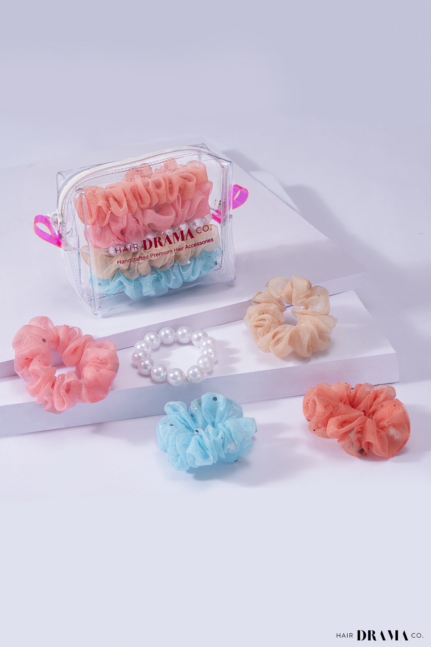 Hair Drama Co Luxury Scrunchies Set of 5 with free pouch- Unicorn Gift Set