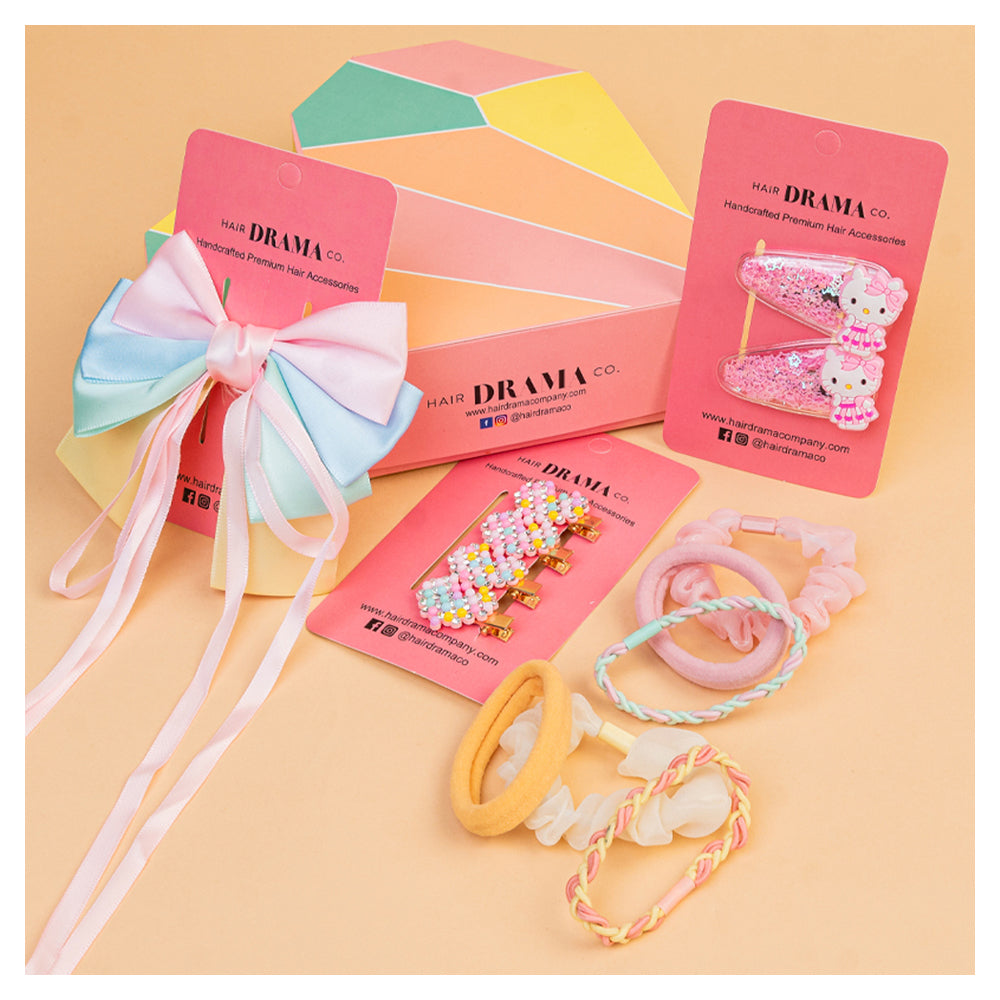 Hair Drama Co Unicorn Sparkle & Shine Gift Set with Hair Bow, Hair Pins & Hair Ties