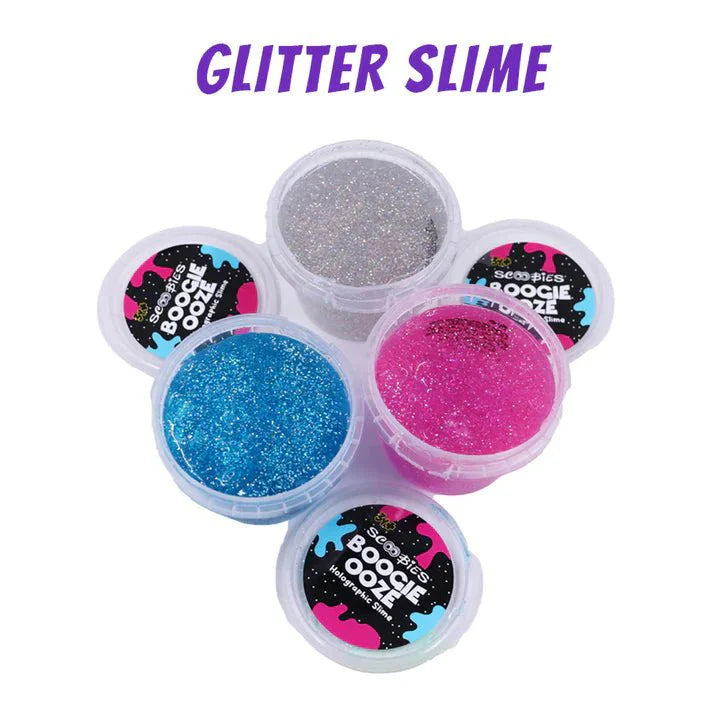 Scoobies Boogie Ooze – Holographic Slime Trio Set (Pink, Blue & Pure Holographic) - Sensory Toys