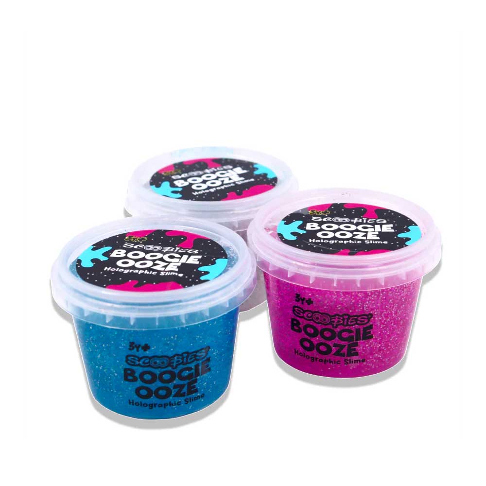 Scoobies Boogie Ooze – Holographic Slime Trio Set (Pink, Blue & Pure Holographic) - Sensory Toys