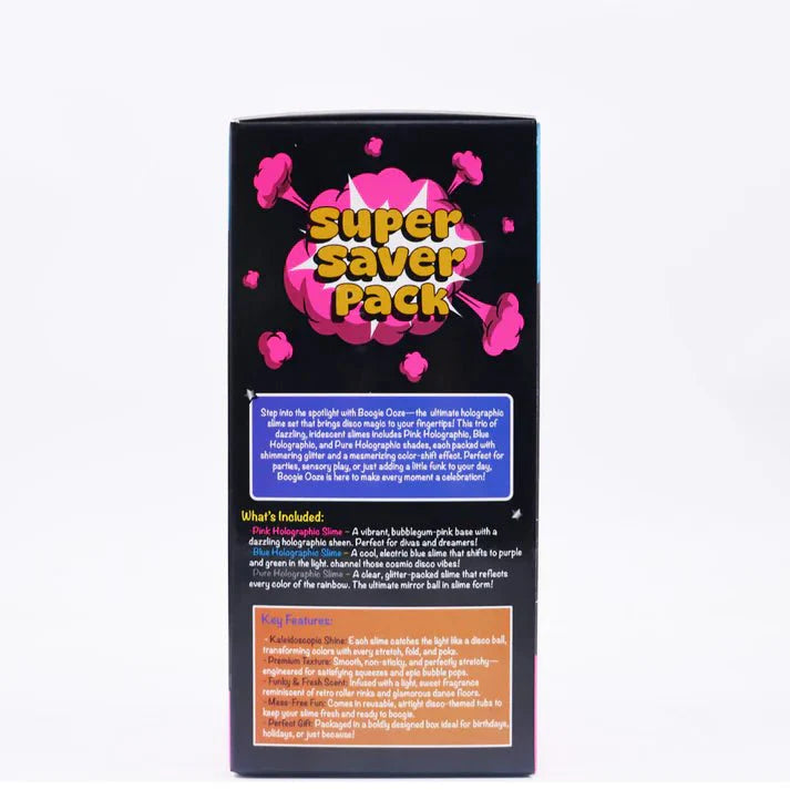 Scoobies Boogie Ooze – Holographic Slime Trio Set (Pink, Blue & Pure Holographic) - Sensory Toys