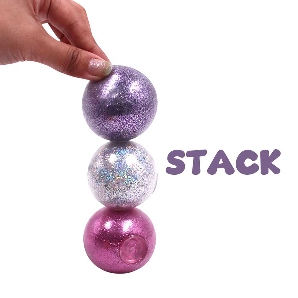 Scoobies Dazzle Drop Balls: Glitter Squishy Balls – Set of 4 (Holographic, Pink, Silver & Gold) - Sensory Toys