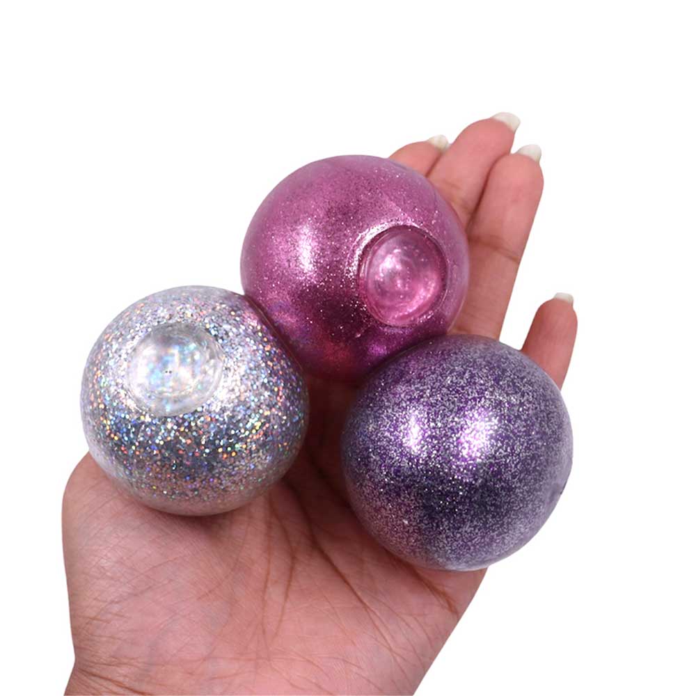Scoobies Dazzle Drop Balls: Glitter Squishy Balls – Set of 4 (Holographic, Pink, Silver & Gold) - Sensory Toys