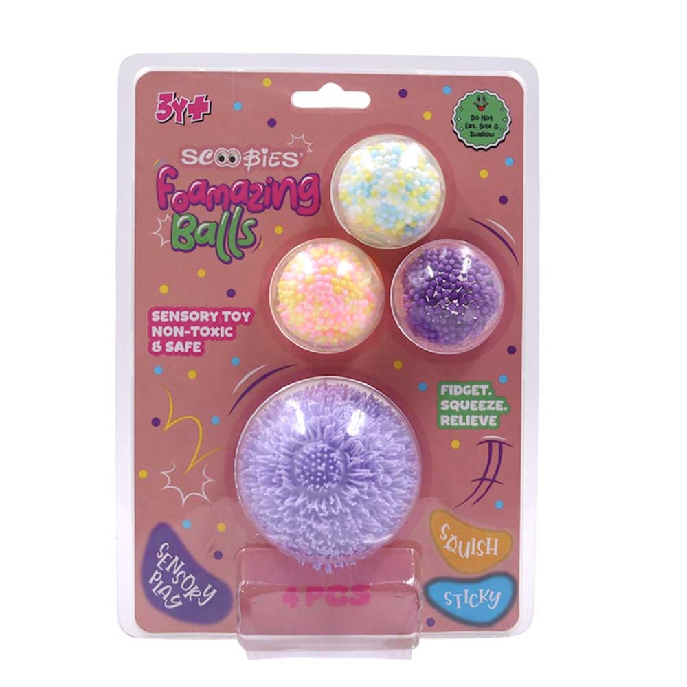 Scoobies Foamazing Balls: Sensory Squishy Balls – Set of 4 - Sensory Toys