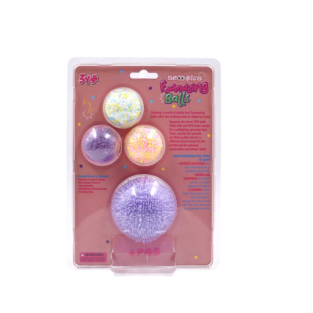 Scoobies Foamazing Balls: Sensory Squishy Balls – Set of 4 - Sensory Toys