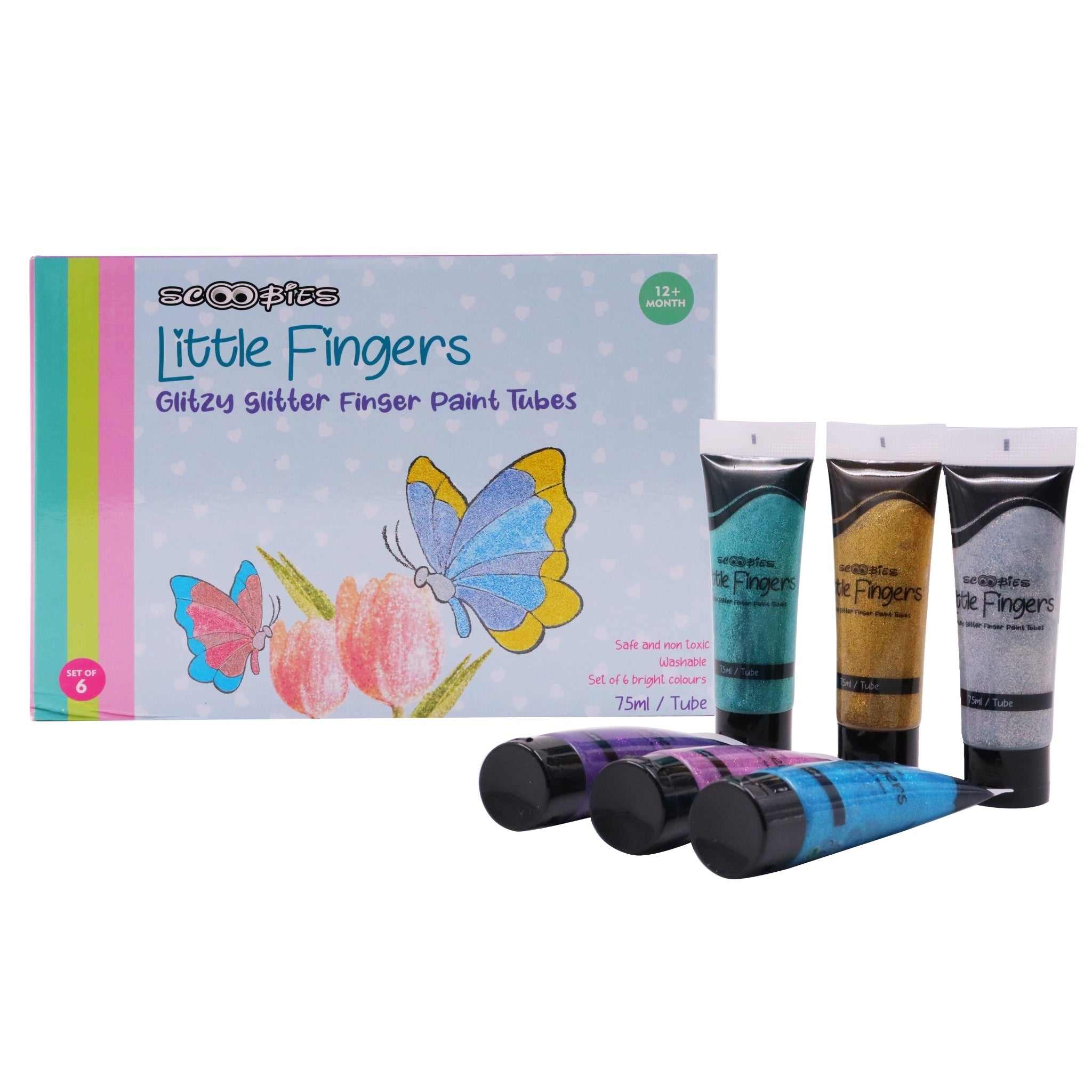 Scoobies Glitzy Glitter Finger Paints Tubes - SC0000995