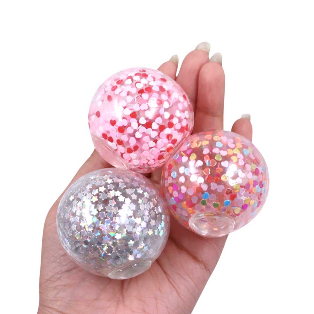 Scoobies Pop - a - fetti Balls:Confetti Squishy Balls – Set of 4 (Pink, Silver, Red & Multicolor) - Sensory Toys