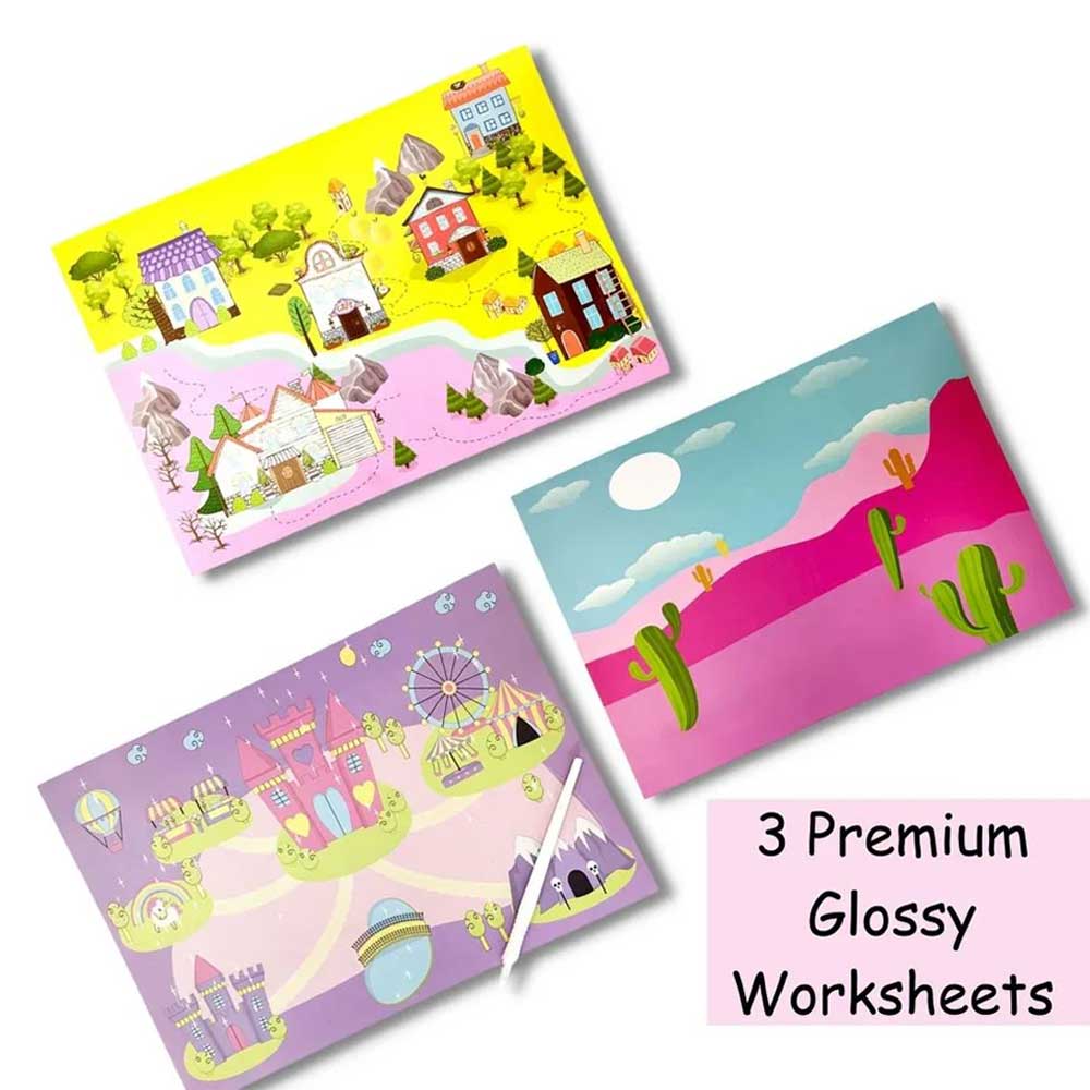 Scoobies Rub - A - Scene Stickers – DIY Transfer Sticker Activity Set for Kids (100+ Stickers | Fairyland, Dreamland & Desert Scenes) - Sticker Book