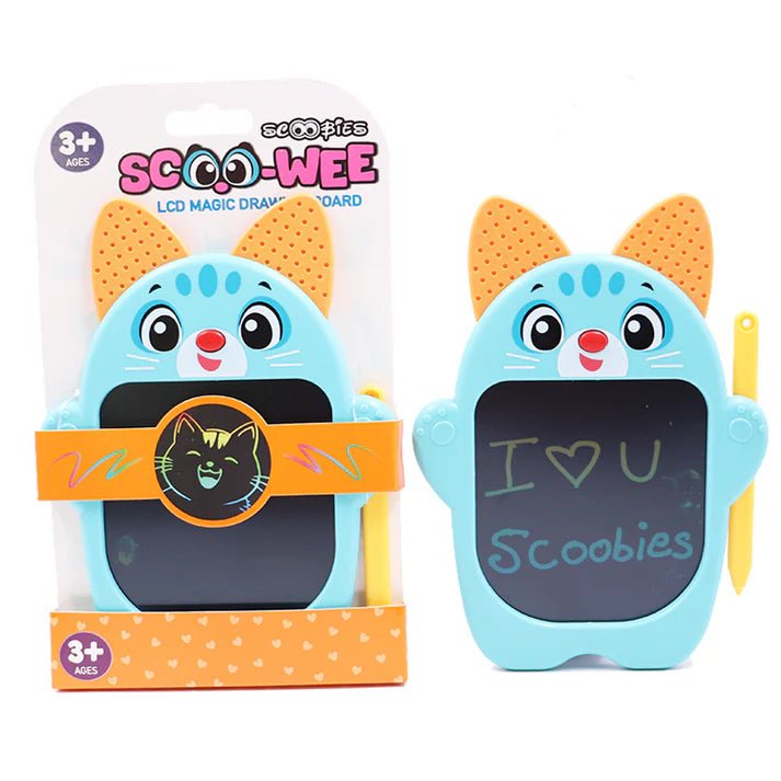 Scoobies Scoo - Wee Cat Shaped Multi - Color Screen Doodle Pad with One - Click Erase - Writing Board