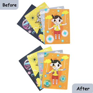 Scoobies Sparkle Pop Glitter Art Set – 6 Glitter Bottles + 4 Design Cards (Peel, Stick & Decorate) - Art & Craft