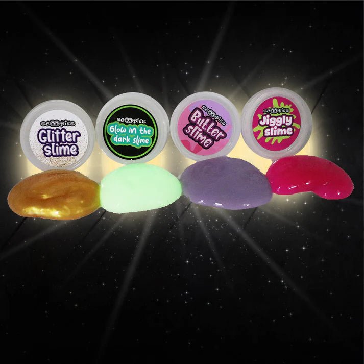 Scoobies Uni GooGoo Slime Party 4 Slimes + 20 Unicorn Dawdlers - Sensory Toys