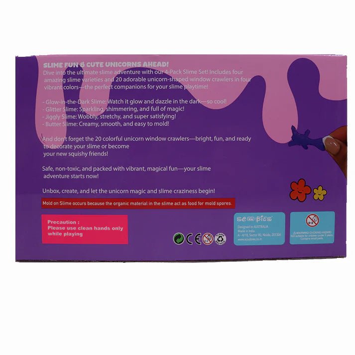 Scoobies Uni GooGoo Slime Party 4 Slimes + 20 Unicorn Dawdlers - Sensory Toys
