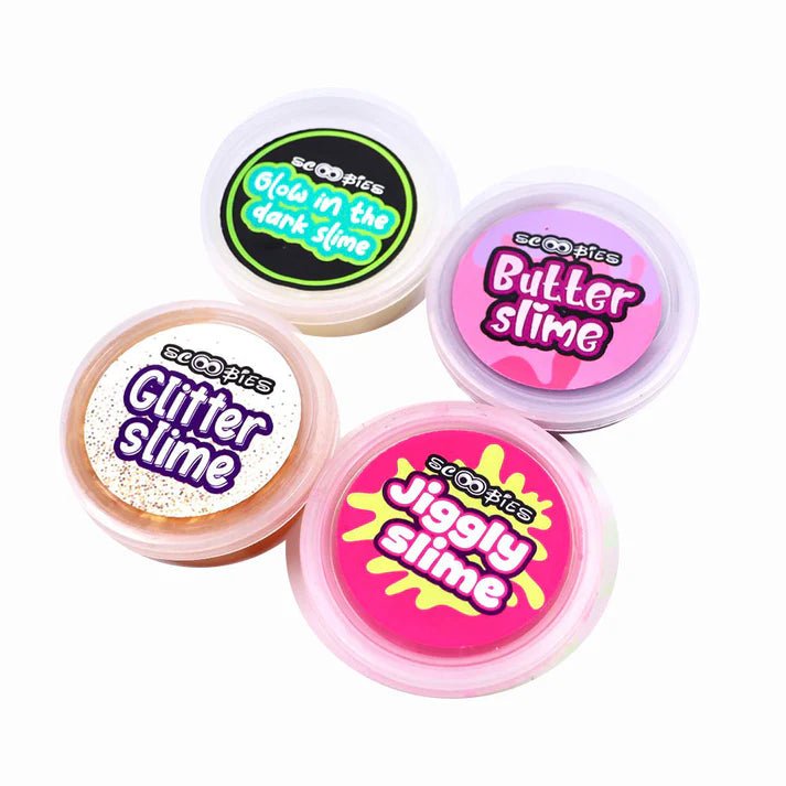 Scoobies Uni GooGoo Slime Party 4 Slimes + 20 Unicorn Dawdlers - Sensory Toys